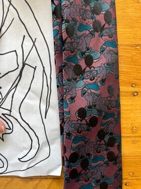 Vintage Balancine the Tie Works pink Disney Mickey Mouse turquoise skinny tie